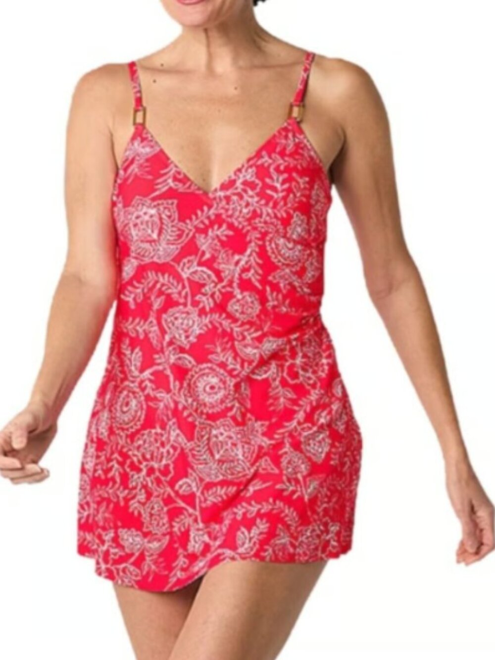 Liz Claiborne “Kingston Voyage” Coral‑Pink Floral Swim Dress – Size 10 (NWT)